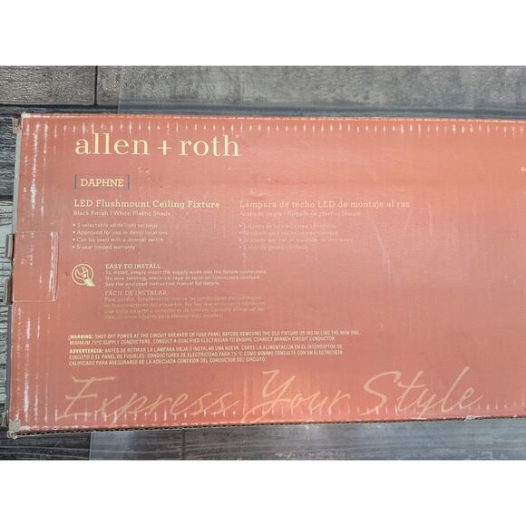 Allen + Roth Daphne 24” Black LED Flush Mount Light Ceiling Fixture [E3] - Picture 5 of 13